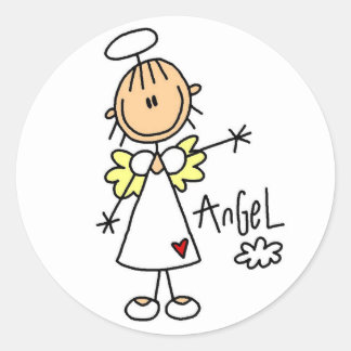 Stick Figure Angel T-shirts and Gifts Classic Round Sticker