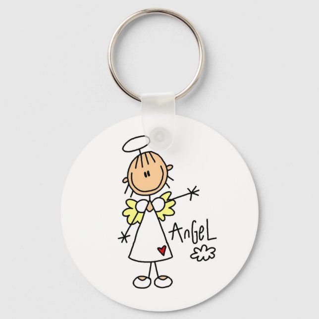 Stick Figure Angel T-shirts and Gifts Keychain (Front)