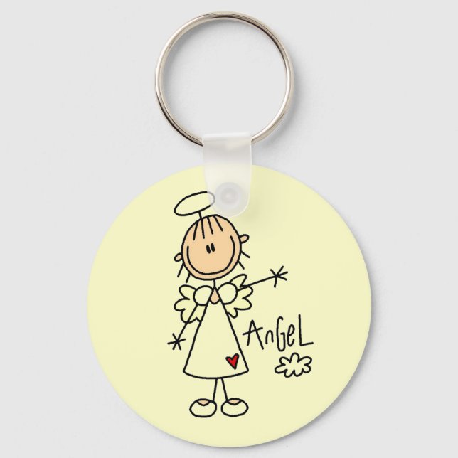 Stick Figure Angel T-shirts and Gifts Keychain (Front)