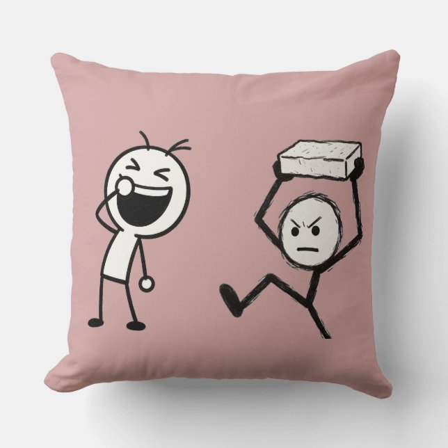 Stick Figure Argument Funny  Throw Pillow (Front)