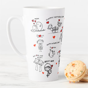 Stick Figure Art Mother Day Latte Mug