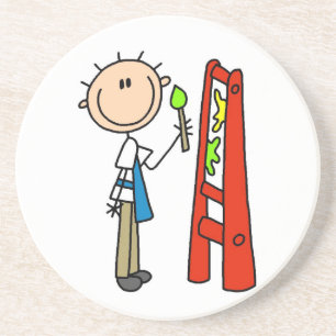 Stick Figure Artist Coaster