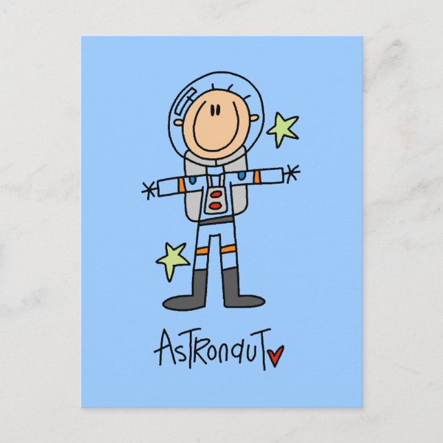 Stick Figure Astronaut T-shirts and Gifts Postcard (Front)