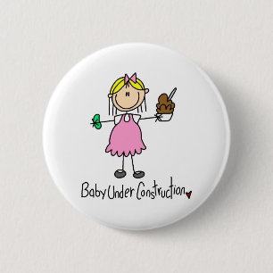 Stick Figure Baby Under Construction 2 Inch Round Button