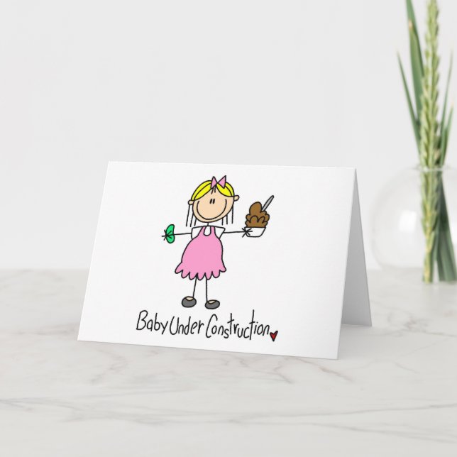 Stick Figure Baby Under Construction Card (Front)