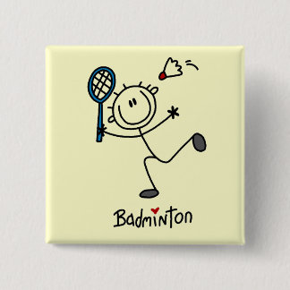 Stick Figure Badminton T-shirts and Gifts 2 Inch Square Button