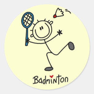 Stick Figure Badminton T-shirts and Gifts Classic Round Sticker