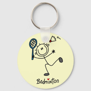 Stick Figure Badminton T-shirts and Gifts Keychain
