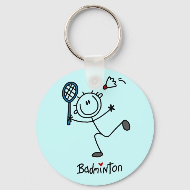 Stick Figure Badminton T-shirts and Gifts Keychain (Front)