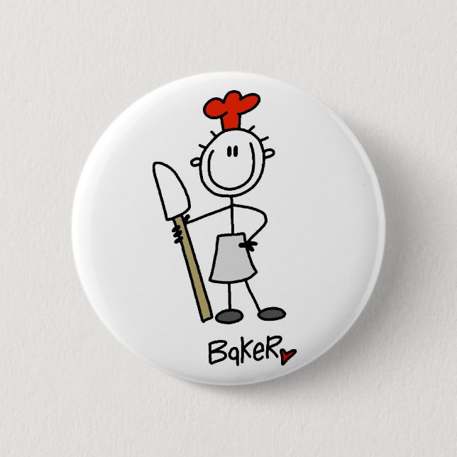 Stick Figure Baker 2 Inch Round Button (Front)