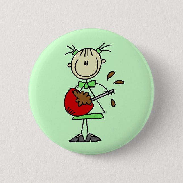 Stick Figure Baker Mixing Batter 2 Inch Round Button (Front)