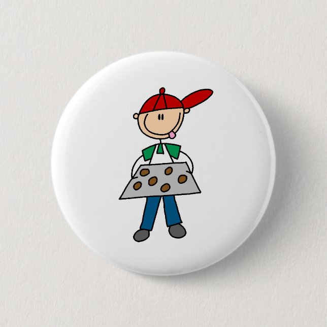 Stick Figure Baking Cookies 2 Inch Round Button (Front)