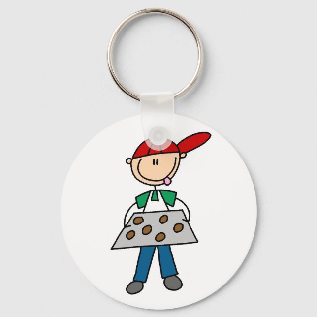 Stick Figure Baking Cookies Tshirts and Gifts Keychain (Front)