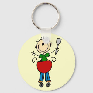 Stick Figure Barbequeing T-shirts and gifts Keychain