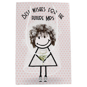 Stick Figure Birde In Sneakers on Hearts Medium Gift Bag