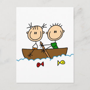 Stick Figure Boat Fishing Tshirts and Gifts Postcard