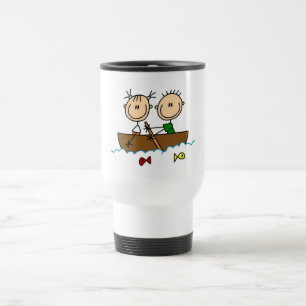 Stick Figure Boat Fishing Tshirts and Gifts Travel Mug
