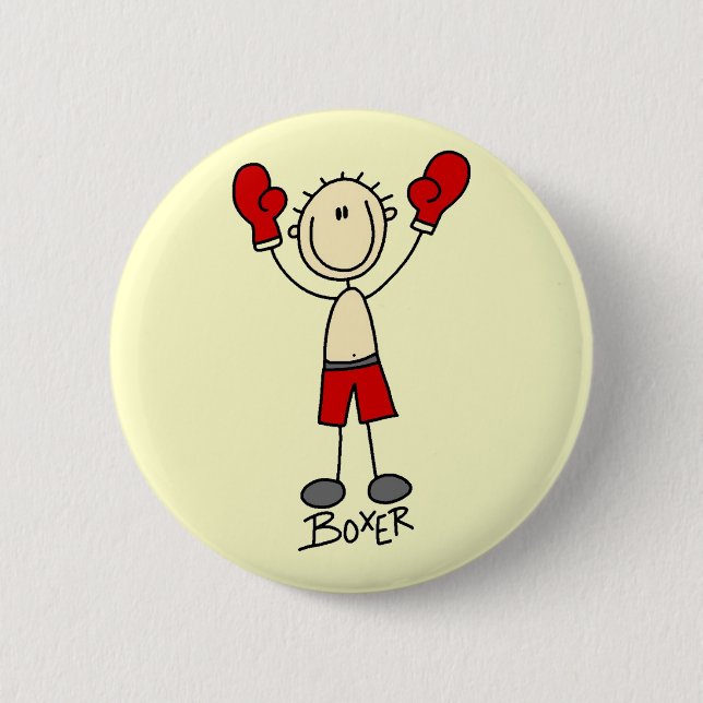 Stick Figure Boxing T-shirts and Gifts 2 Inch Round Button (Front)