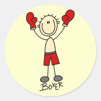 Stick Figure Boxing T-shirts and Gifts Classic Round Sticker