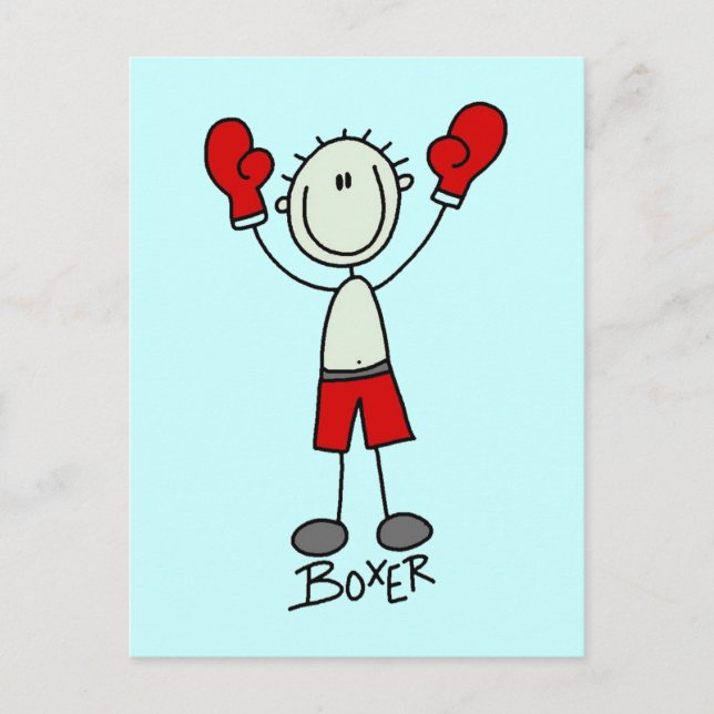 Stick Figure Boxing T-shirts and Gifts Postcard (Front)
