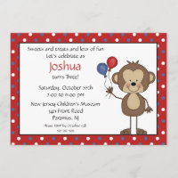 Stick figure Boy 1st  Birthday Invitation