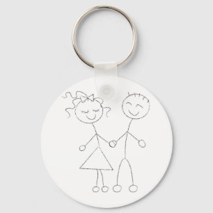 Stick Figure Boy and Girl Keychain