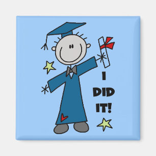 Stick Figure Boy Graduate T-shirts and Gifts Magnet