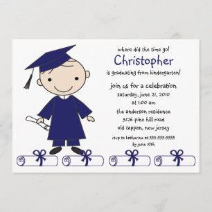 Stick Figure Boy Graduation Invitation