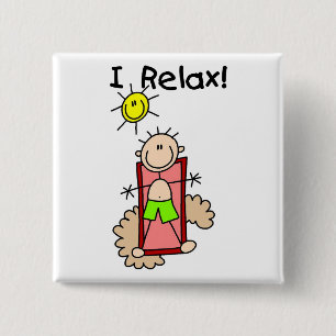 Stick Figure Boy I Relax 2 Inch Square Button