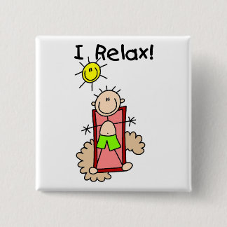 Stick Figure Boy I Relax 2 Inch Square Button