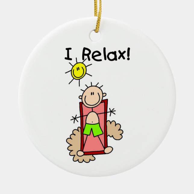 Stick Figure Boy I Relax Ceramic Ornament (Front)