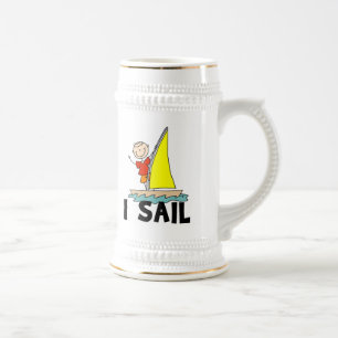 Stick Figure Boy I Sail Beer Stein