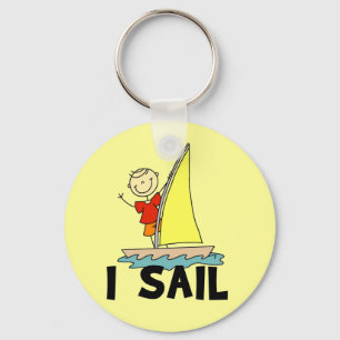 Stick Figure Boy I Sail Keychain