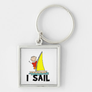 Stick Figure Boy I Sail Keychain