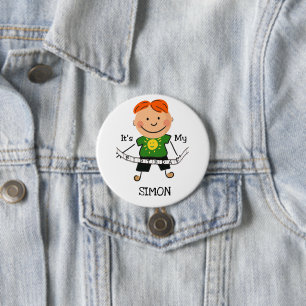 Stick Figure Boy It's My Birthday 3 Inch Round Button