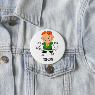 Stick Figure Boy It's My Birthday 3 Inch Round Button