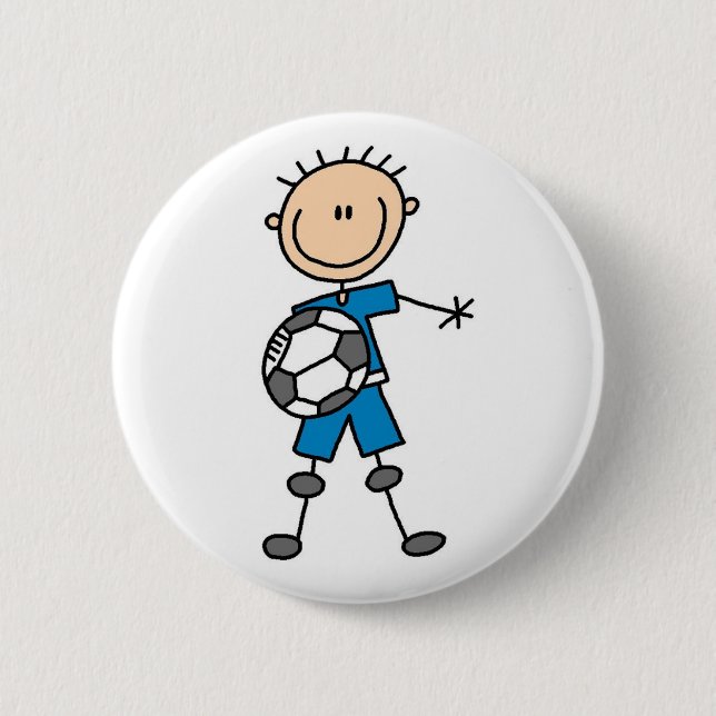Stick Figure Boy Soccer Button (Front)