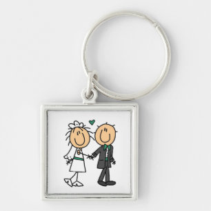 Stick Figure Bride and Groom T-shirts and Gifts Keychain