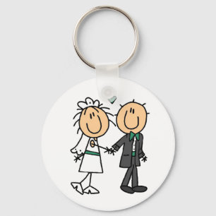 Stick Figure Bride and Groom T-shirts and Gifts Keychain