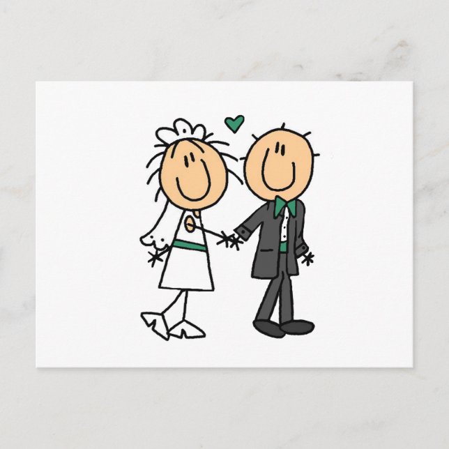 Stick Figure Bride and Groom T-shirts and Gifts Postcard (Front)
