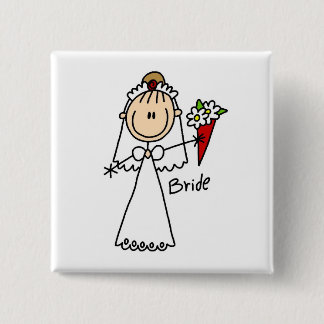 Stick Figure Bride T shirts and Gifts 2 Inch Square Button