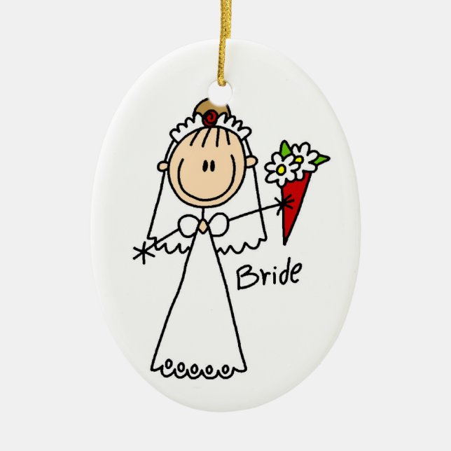 Stick Figure Bride T shirts and Gifts Ceramic Ornament (Front)