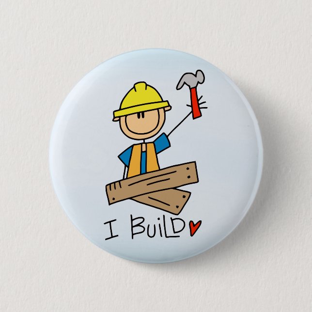 Stick Figure Carpenter 2 Inch Round Button (Front)
