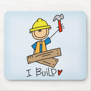 Stick Figure Carpenter Mouse Pad