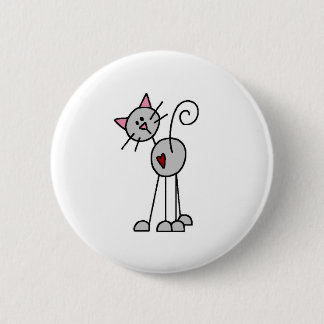 Stick Figure Cat Button
