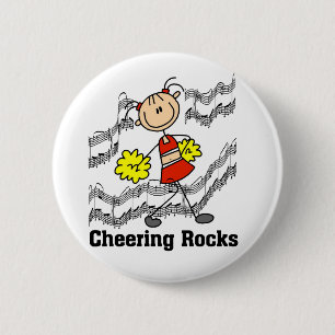 Stick Figure Cheering Rocks T-shirts and Gifts 2 Inch Round Button