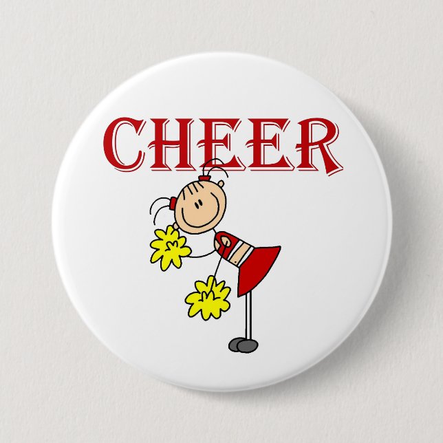 Stick Figure Cheerleader 3 Inch Round Button (Front)