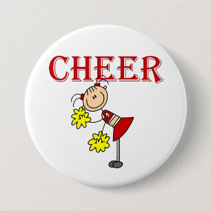 Stick Figure Cheerleader 3 Inch Round Button