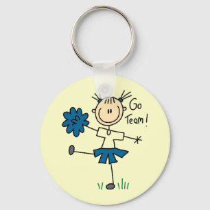 Stick Figure Cheerleader Go Team TShirts and Gifts Keychain