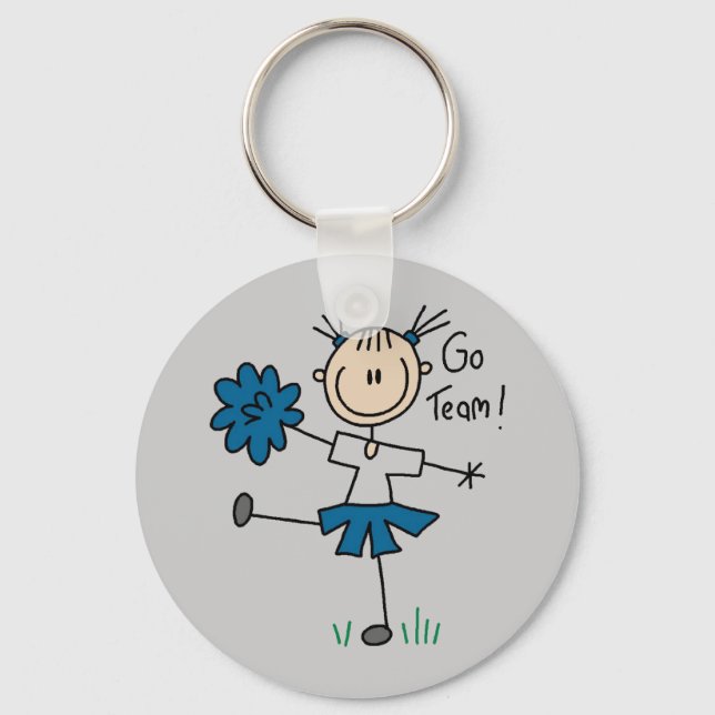 Stick Figure Cheerleader Go Team TShirts and Gifts Keychain (Front)